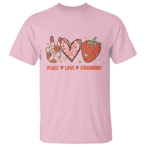 Strawberry Festival T Shirt Peace Love Strawberry Cute Fruit Lover TS02 Light Pink Print Your Wear