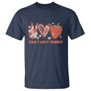 Strawberry Festival T Shirt Peace Love Strawberry Cute Fruit Lover TS02 Navy Print Your Wear