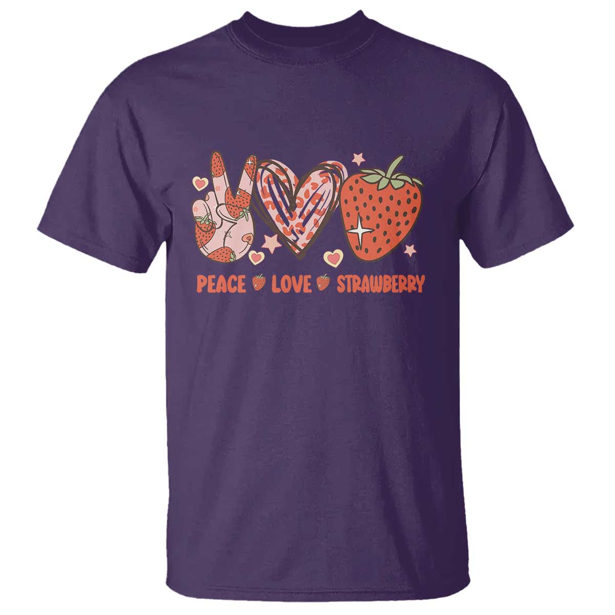 Strawberry Festival T Shirt Peace Love Strawberry Cute Fruit Lover TS02 Purple Print Your Wear