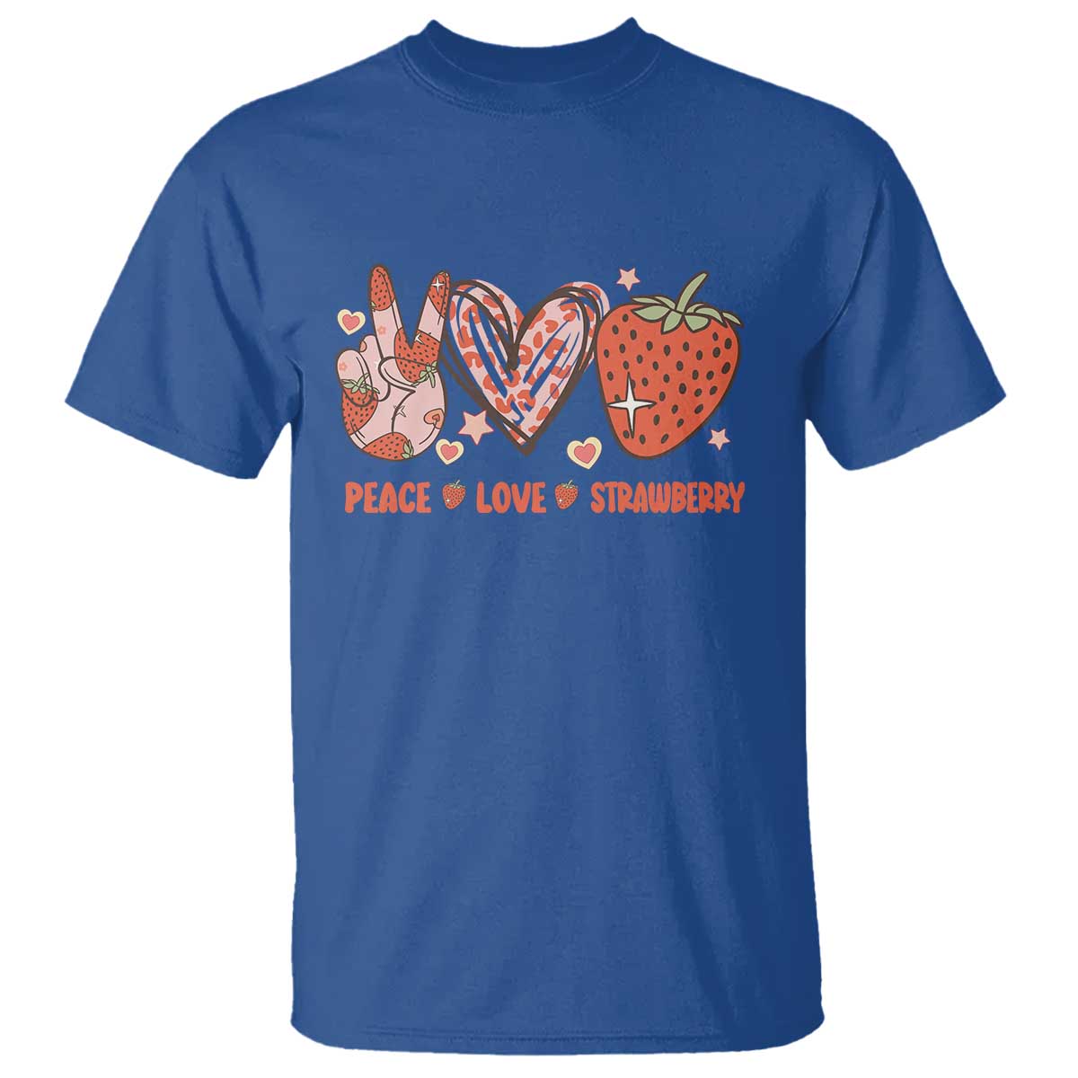 Strawberry Festival T Shirt Peace Love Strawberry Cute Fruit Lover TS02 Royal Blue Print Your Wear