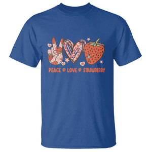 Strawberry Festival T Shirt Peace Love Strawberry Cute Fruit Lover TS02 Royal Blue Print Your Wear