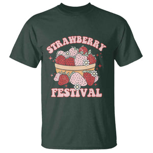 Strawberry Festival T Shirt Retro Strawberries Fruit Lover TS02 Dark Forest Green Print Your Wear