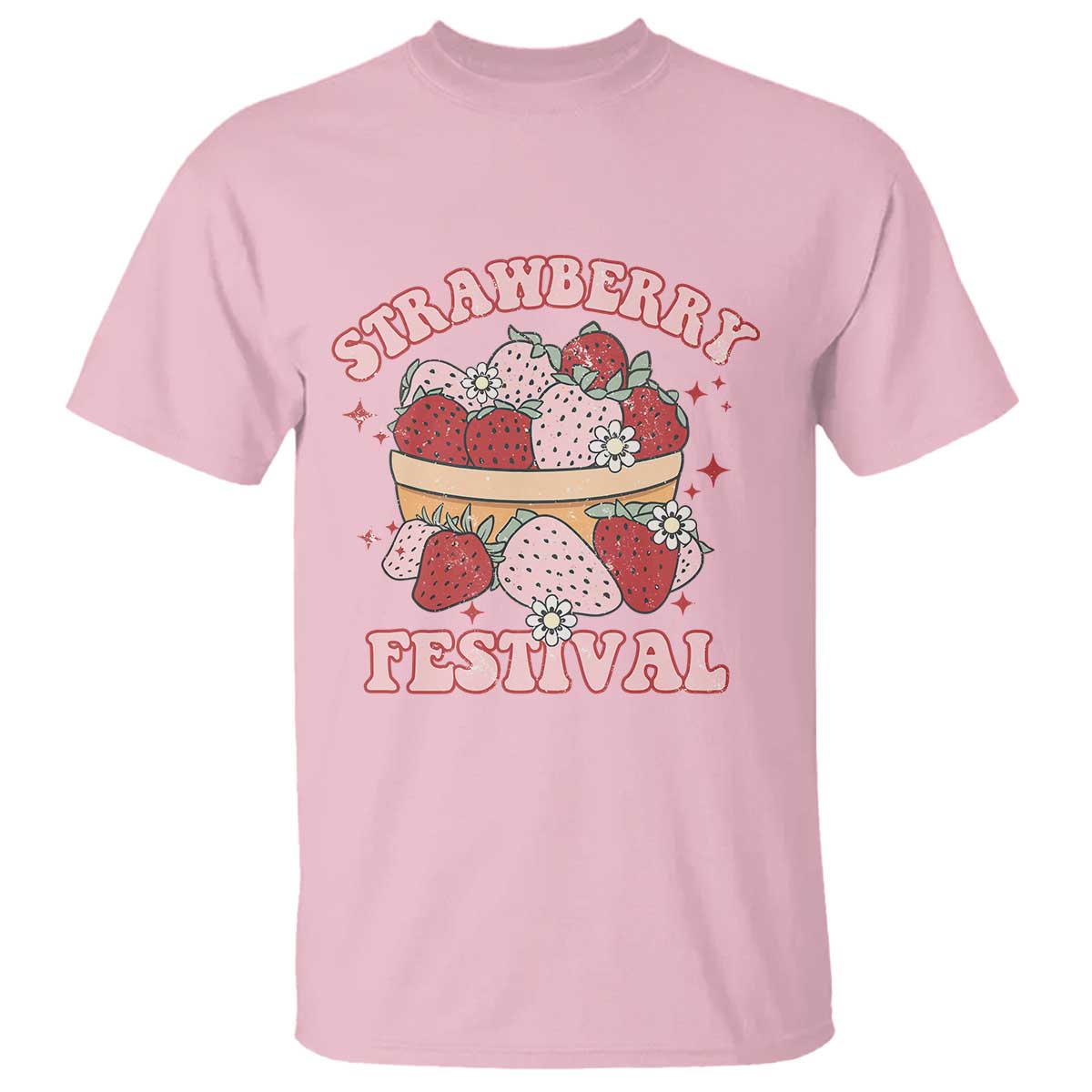 Strawberry Festival T Shirt Retro Strawberries Fruit Lover TS02 Light Pink Print Your Wear