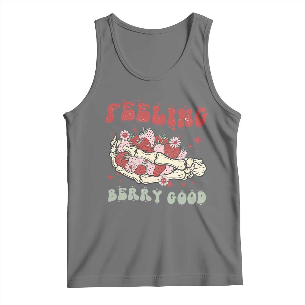 Strawberry Festival Tank Top Feeling Berry Good Fruit Lover Skeleton Hand TS02 Black Heather Print Your Wear