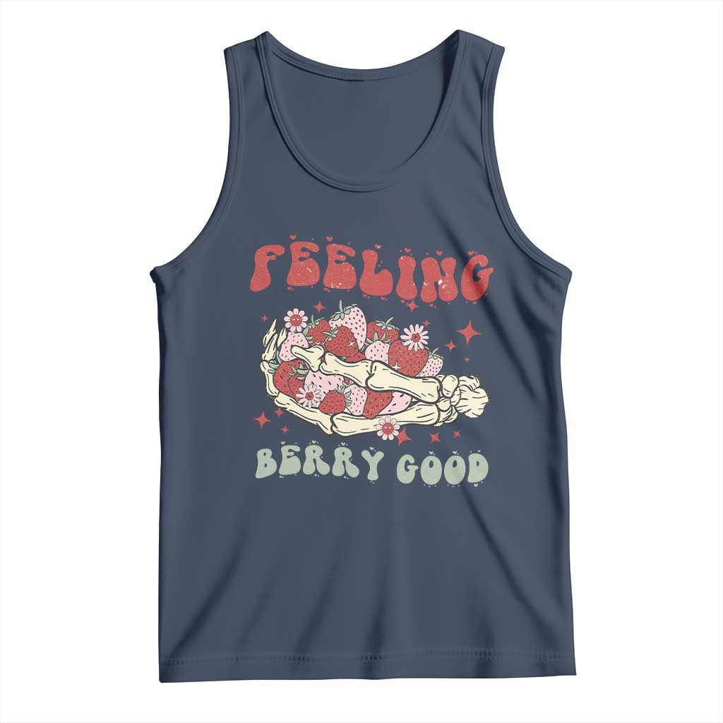 Strawberry Festival Tank Top Feeling Berry Good Fruit Lover Skeleton Hand TS02 Navy Print Your Wear