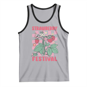 Strawberry Festival Tank Top Fruit Lover Botanical Retro Groovy TS02 Athletic Heather Black Print Your Wear