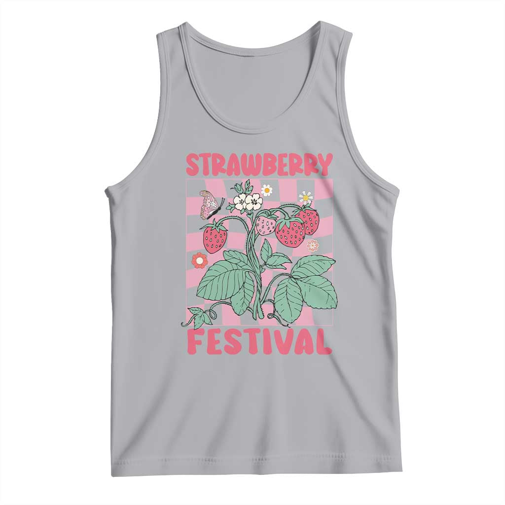 Strawberry Festival Tank Top Fruit Lover Botanical Retro Groovy TS02 Athletic Heather Print Your Wear