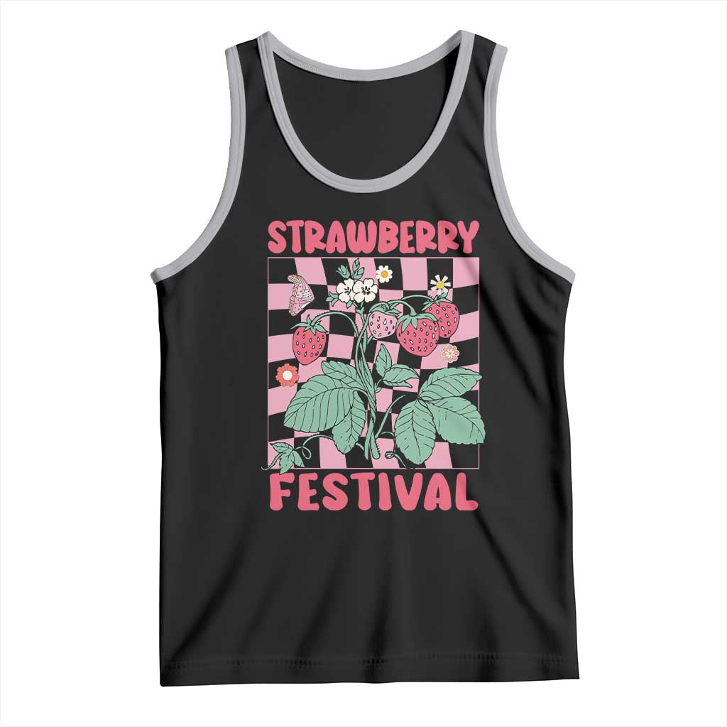 Strawberry Festival Tank Top Fruit Lover Botanical Retro Groovy TS02 Black Athletic Heather Print Your Wear