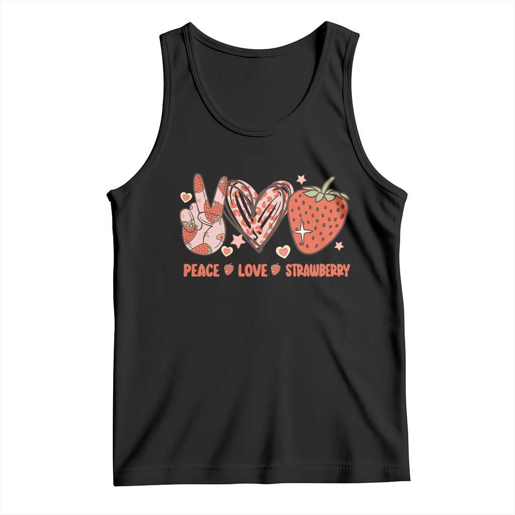 Strawberry Festival Tank Top Peace Love Strawberry Cute Fruit Lover TS02 Black Print Your Wear