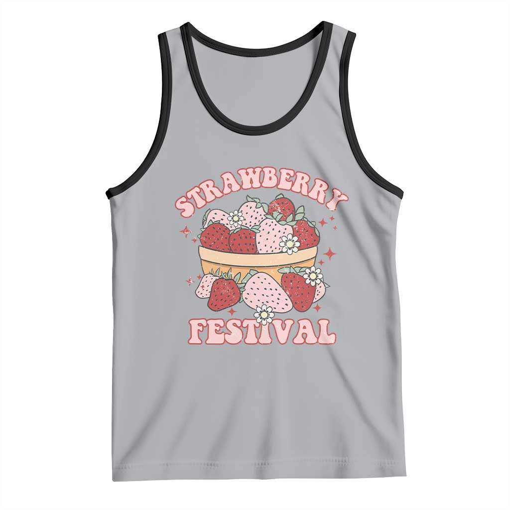 Strawberry Festival Tank Top Retro Strawberries Fruit Lover TS02 Athletic Heather Black Print Your Wear