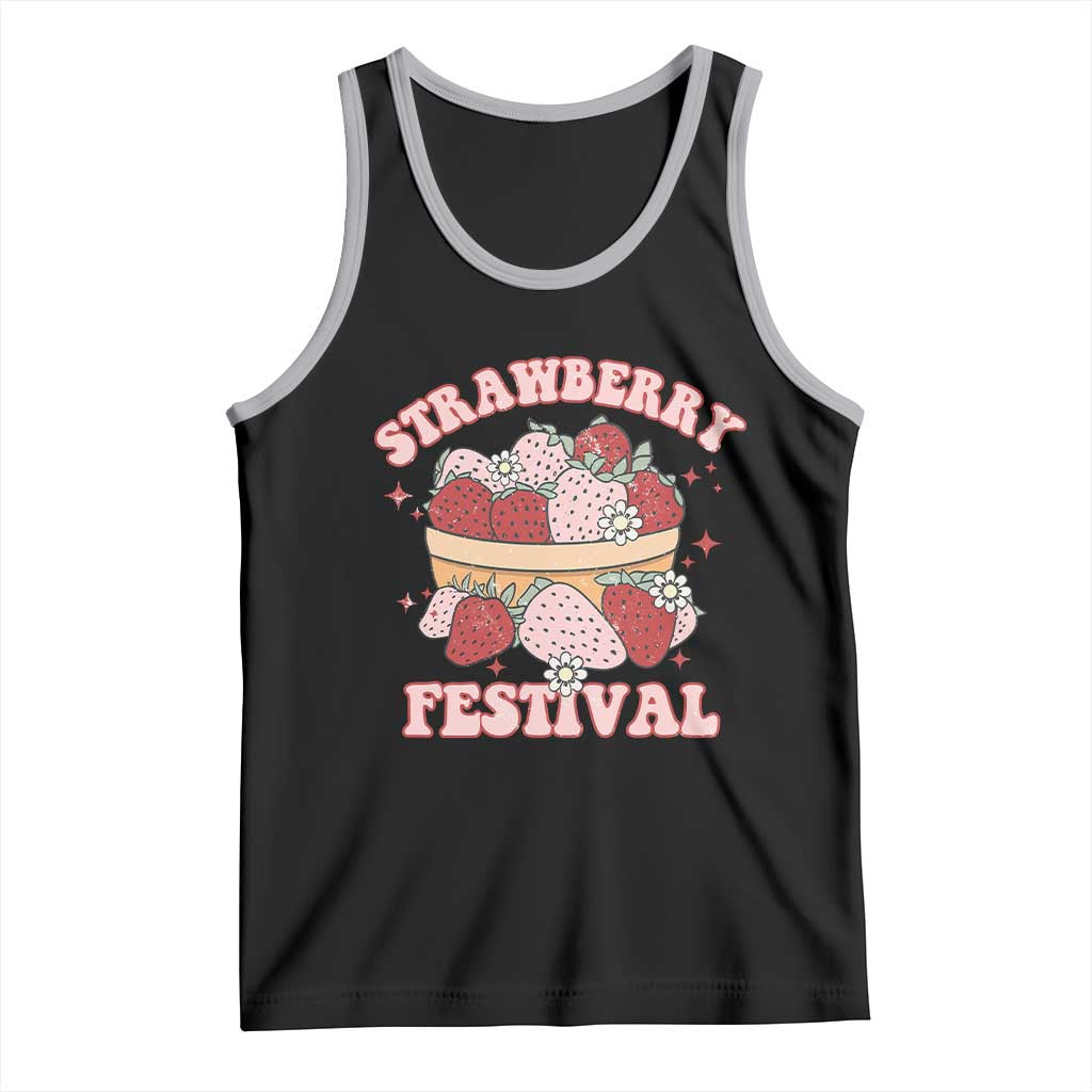 Strawberry Festival Tank Top Retro Strawberries Fruit Lover TS02 Black Athletic Heather Print Your Wear