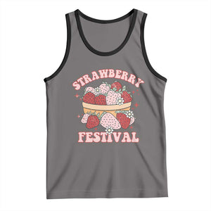 Strawberry Festival Tank Top Retro Strawberries Fruit Lover TS02 Deep Heather Black Print Your Wear