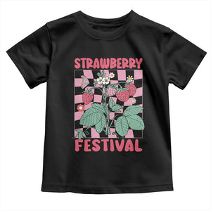 Strawberry Festival Toddler T Shirt Fruit Lover Botanical Retro Groovy TS02 Black Print Your Wear