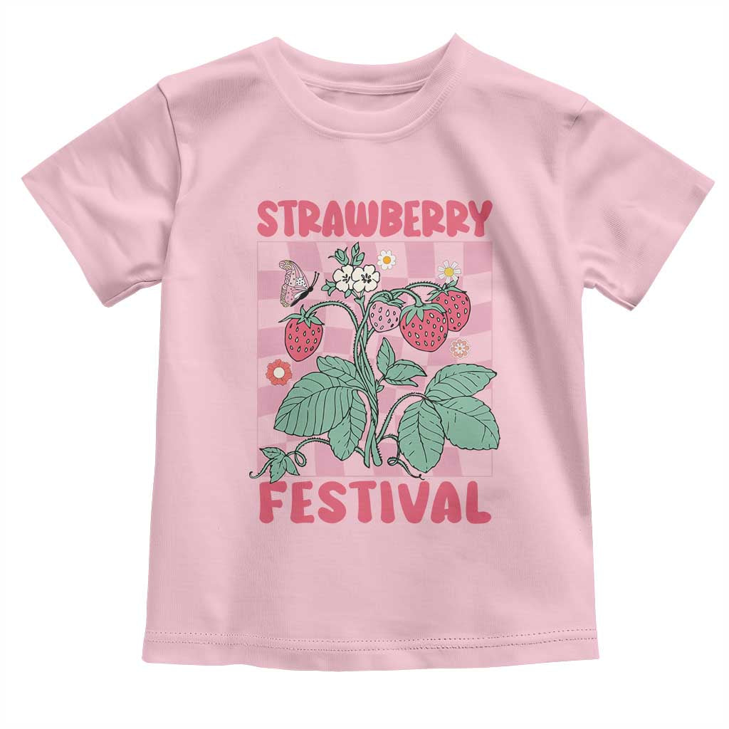 Strawberry Festival Toddler T Shirt Fruit Lover Botanical Retro Groovy TS02 Light Pink Print Your Wear