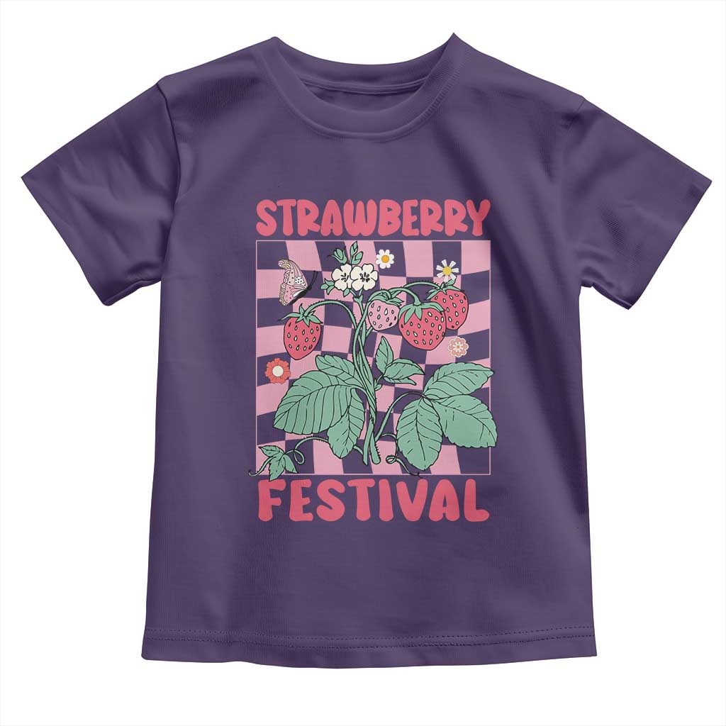 Strawberry Festival Toddler T Shirt Fruit Lover Botanical Retro Groovy TS02 Purple Print Your Wear