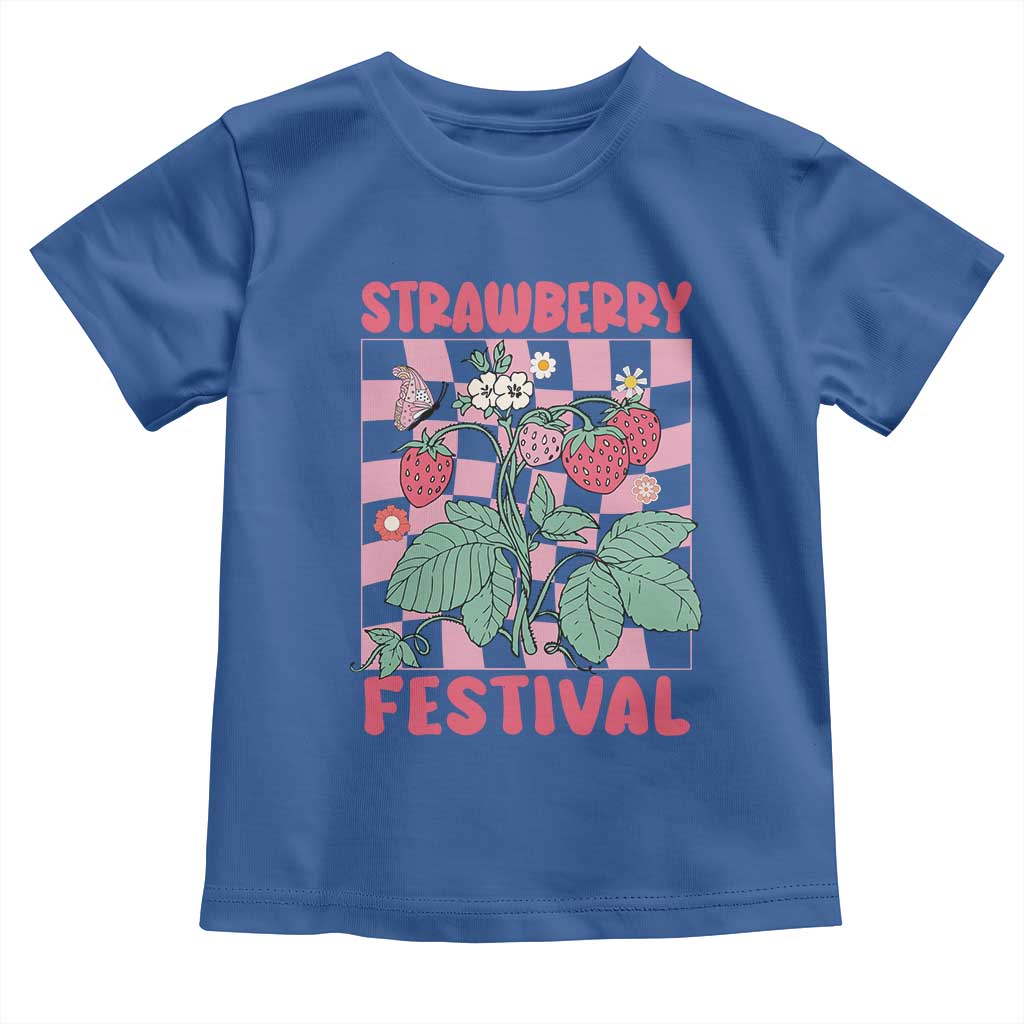 Strawberry Festival Toddler T Shirt Fruit Lover Botanical Retro Groovy TS02 Royal Blue Print Your Wear
