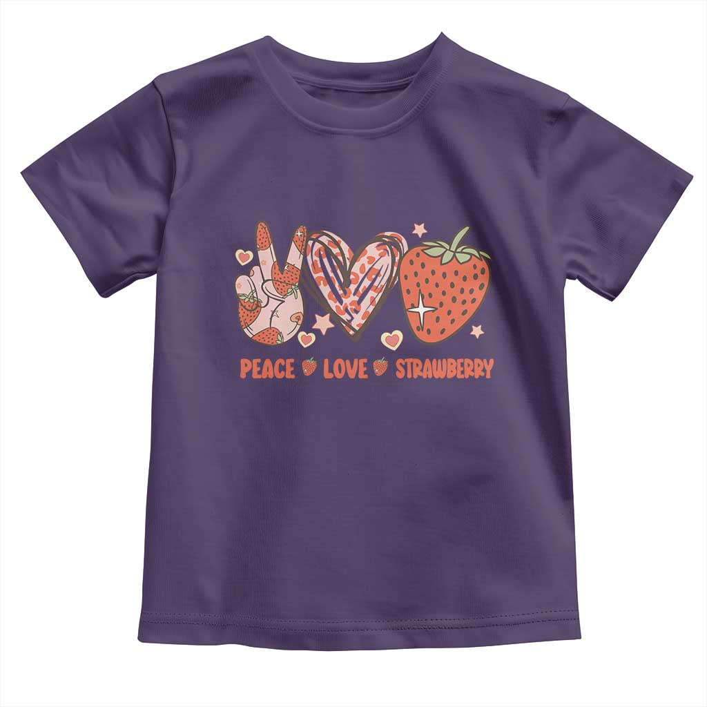 Strawberry Festival Toddler T Shirt Peace Love Strawberry Cute Fruit Lover TS02 Purple Print Your Wear