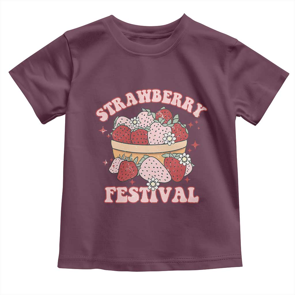 Strawberry Festival Toddler T Shirt Retro Strawberries Fruit Lover TS02 Maroon Print Your Wear