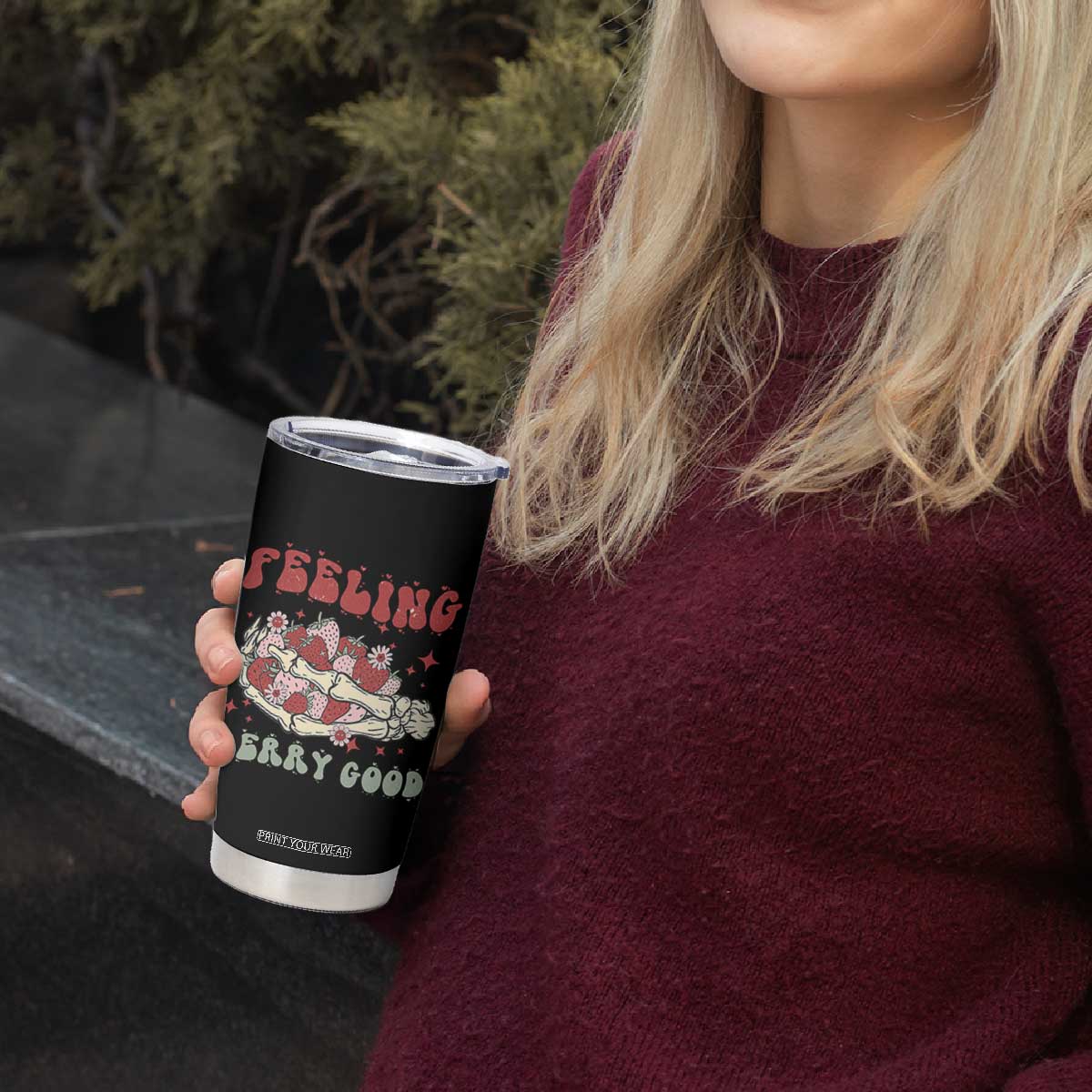 Strawberry Festival Tumbler Cup Feeling Berry Good Fruit Lover Skeleton Hand TS02 Print Your Wear