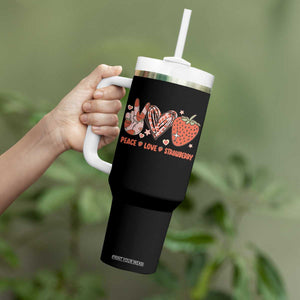 Strawberry Festival Tumbler With Handle Peace Love Strawberry Cute Fruit Lover TS02 Print Your Wear