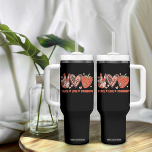 Strawberry Festival Tumbler With Handle Peace Love Strawberry Cute Fruit Lover TS02 Print Your Wear