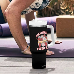 Strawberry Festival Tumbler With Handle Retro Strawberries Fruit Lover TS02 Print Your Wear