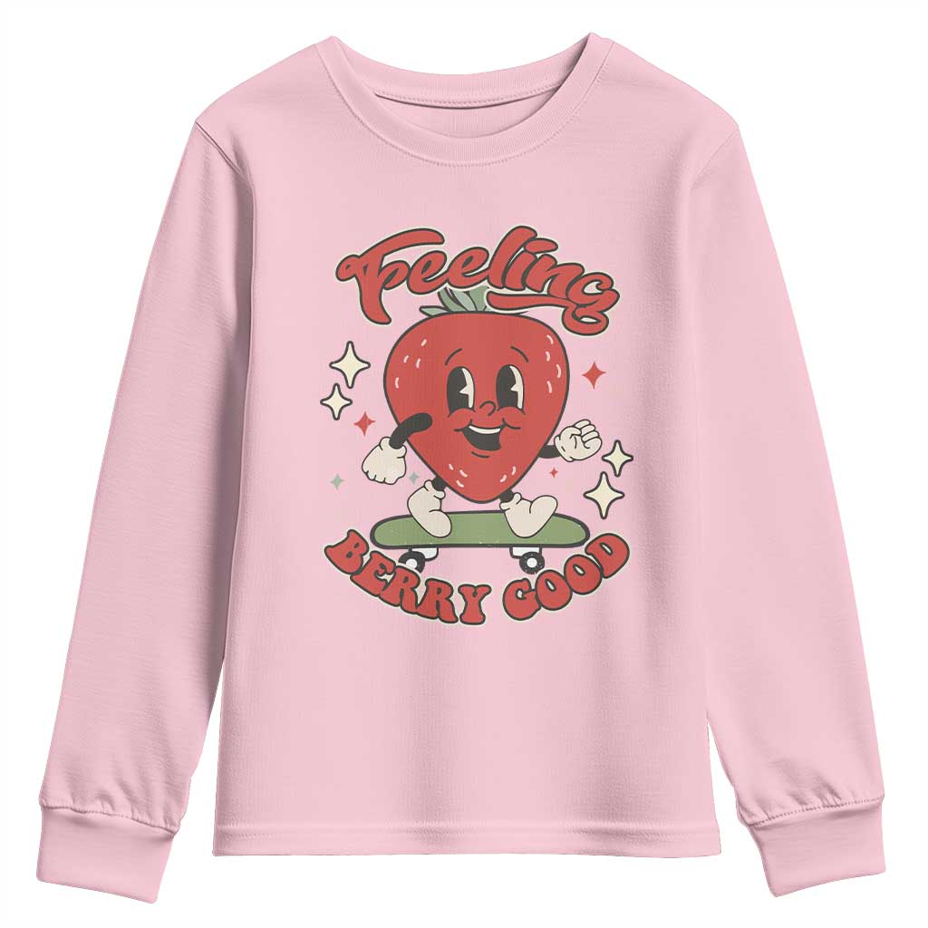 Strawberry Festival Youth Sweatshirt Cute Feeling Berry Good Fruit Lover TS02 Light Pink Print Your Wear