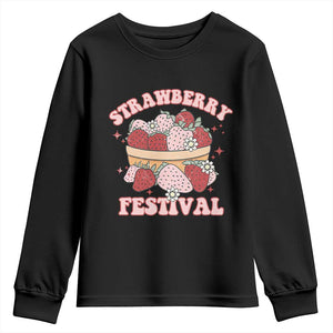 Strawberry Festival Youth Sweatshirt Retro Strawberries Fruit Lover TS02 Black Print Your Wear