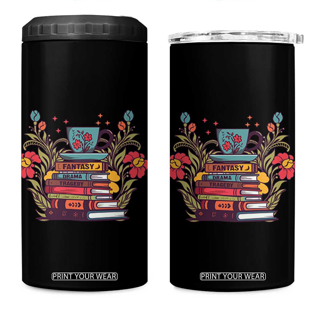 Subtle FDT 4 in 1 Can Cooler Tumbler Fantasy Drama Tragedy Book Lover TS02 One Size: 16 oz Black Print Your Wear