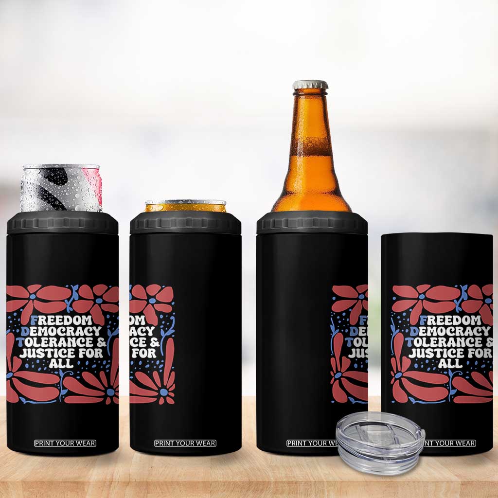 Subtle FDT 4 in 1 Can Cooler Tumbler Freedom Democracy Tolerence and Justice For All TS02 Print Your Wear