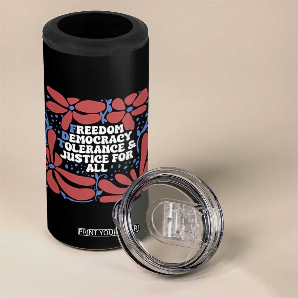 Subtle FDT 4 in 1 Can Cooler Tumbler Freedom Democracy Tolerence and Justice For All TS02 Print Your Wear