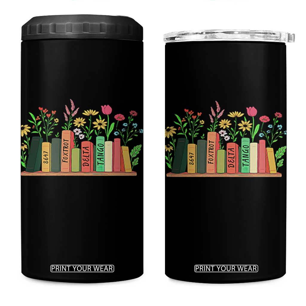 Subtle FDT 8647 4 in 1 Can Cooler Tumbler Foxtrots Deltas Tangos Book Lovers Flower TS02 One Size: 16 oz Black Print Your Wear