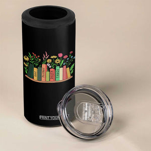 Subtle FDT 8647 4 in 1 Can Cooler Tumbler Foxtrots Deltas Tangos Book Lovers Flower TS02 Print Your Wear