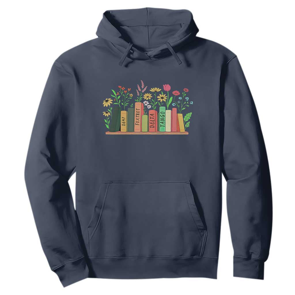 Subtle FDT 8647 Hoodie Foxtrots Deltas Tangos Book Lovers Flower TS02 Navy Print Your Wear