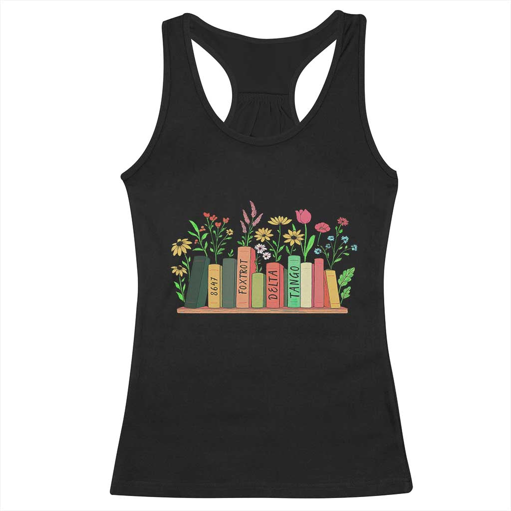 Subtle FDT 8647 Racerback Tank Top Foxtrots Deltas Tangos Book Lovers Flower TS02 Black Print Your Wear