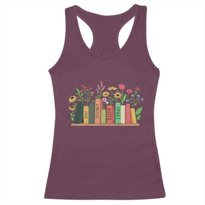 Subtle FDT 8647 Racerback Tank Top Foxtrots Deltas Tangos Book Lovers Flower TS02 Maroon Print Your Wear