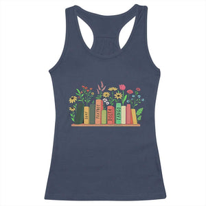 Subtle FDT 8647 Racerback Tank Top Foxtrots Deltas Tangos Book Lovers Flower TS02 Navy Print Your Wear