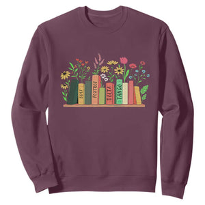 Subtle FDT 8647 Sweatshirt Foxtrots Deltas Tangos Book Lovers Flower TS02 Maroon Print Your Wear