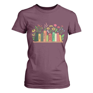 Subtle FDT 8647 T Shirt For Women Foxtrots Deltas Tangos Book Lovers Flower TS02 Maroon Print Your Wear