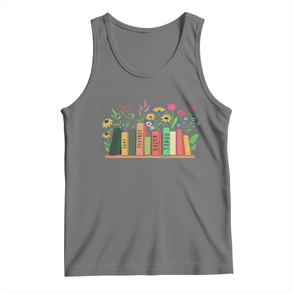 Subtle FDT 8647 Tank Top Foxtrots Deltas Tangos Book Lovers Flower TS02 Black Heather Print Your Wear