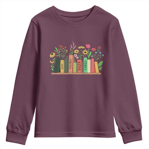 Subtle FDT 8647 Youth Sweatshirt Foxtrots Deltas Tangos Book Lovers Flower TS02 Maroon Print Your Wear