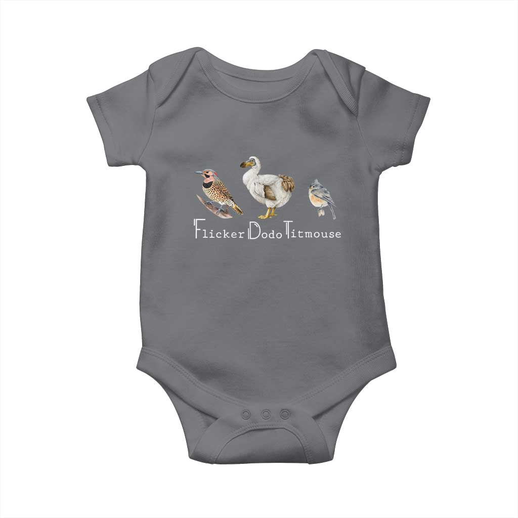 Subtle FDT Baby Onesie Flicker Dodo Titmouse Bird TS10 Charcoal Print Your Wear