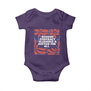 Subtle FDT Baby Onesie Freedom Democracy Tolerence and Justice For All TS02 Purple Print Your Wear