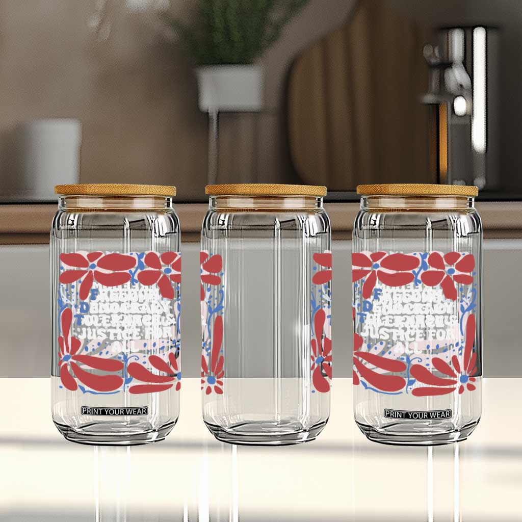 Subtle FDT Glass Can Freedom Democracy Tolerence and Justice For All TS02 Print Your Wear