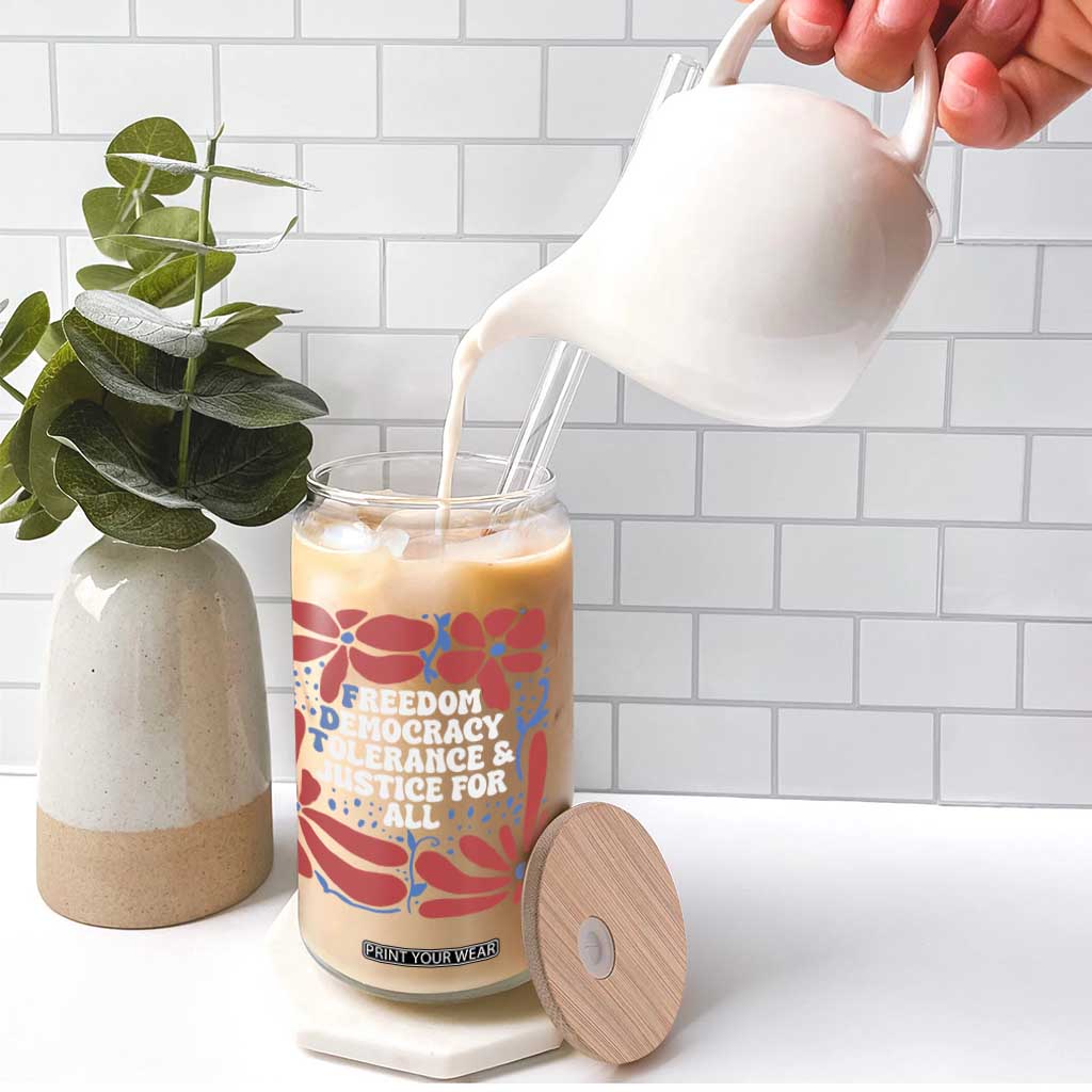 Subtle FDT Glass Can Freedom Democracy Tolerence and Justice For All TS02 Print Your Wear