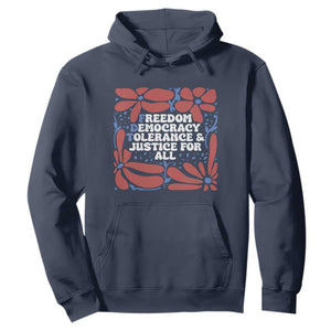 Subtle FDT Hoodie Freedom Democracy Tolerence and Justice For All TS02 Navy Print Your Wear