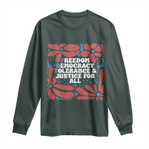 Subtle FDT Long Sleeve Shirt Freedom Democracy Tolerence and Justice For All TS02 Dark Forest Green Print Your Wear
