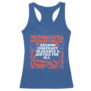 Subtle FDT Racerback Tank Top Freedom Democracy Tolerence and Justice For All TS02 Royal Blue Print Your Wear