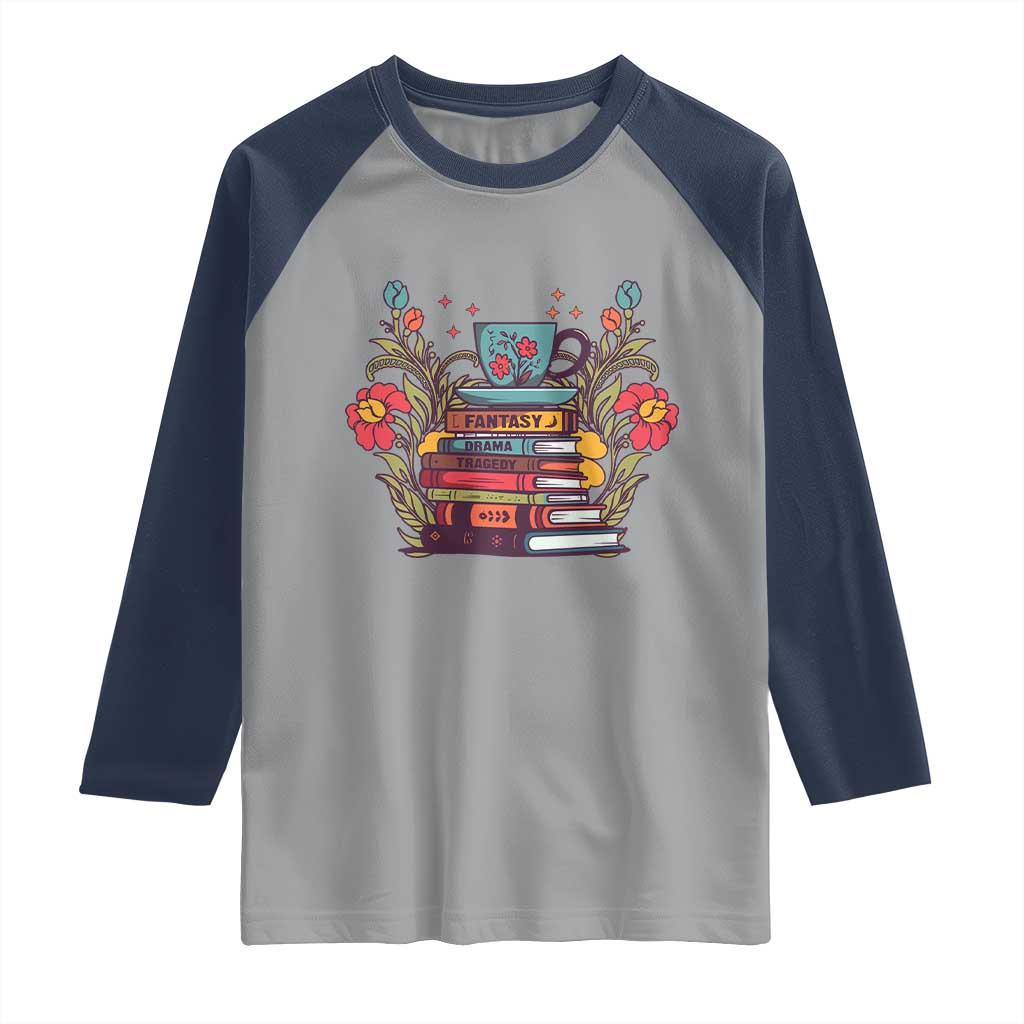Subtle FDT Raglan Shirt Fantasy Drama Tragedy Book Lover TS02 Sport Gray Navy Print Your Wear