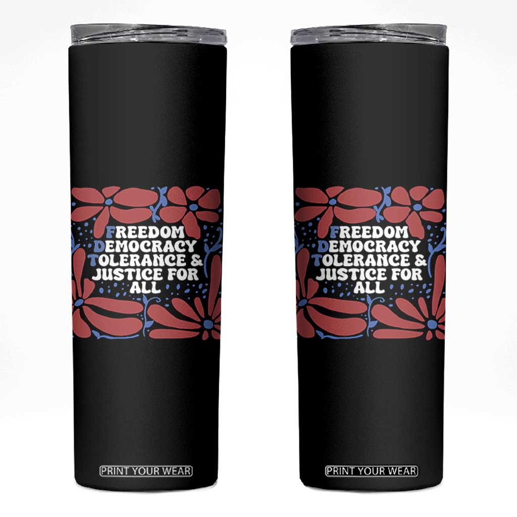 Subtle FDT Skinny Tumbler Freedom Democracy Tolerence and Justice For All TS02 Black Print Your Wear